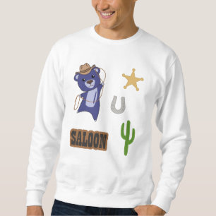 Sweatshirt Cowboy Blue Cute Bear Saloon Western