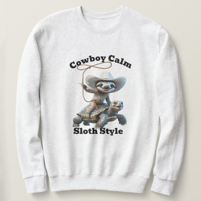 Sweatshirt Cowboy Sloth Wrangler Sweats - Style de vie détend (Design devant)