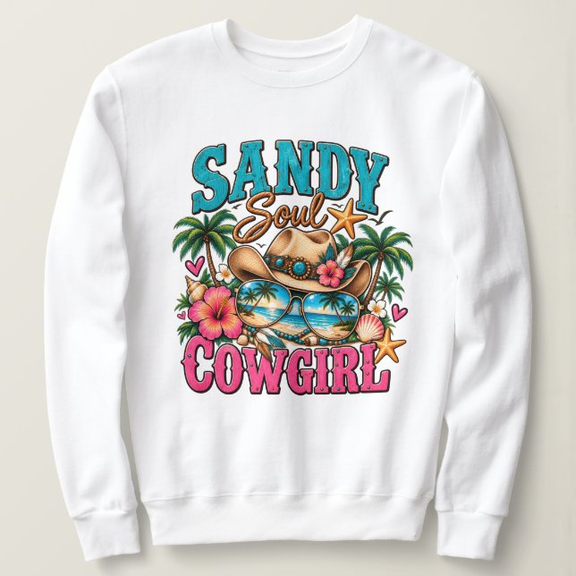 Sweatshirt Cowgirl Côtière Âme Sableuse Plage Occidentale (Design devant)