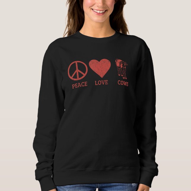 Sweatshirt Cows  Men Women Peace Love Cows (Devant)
