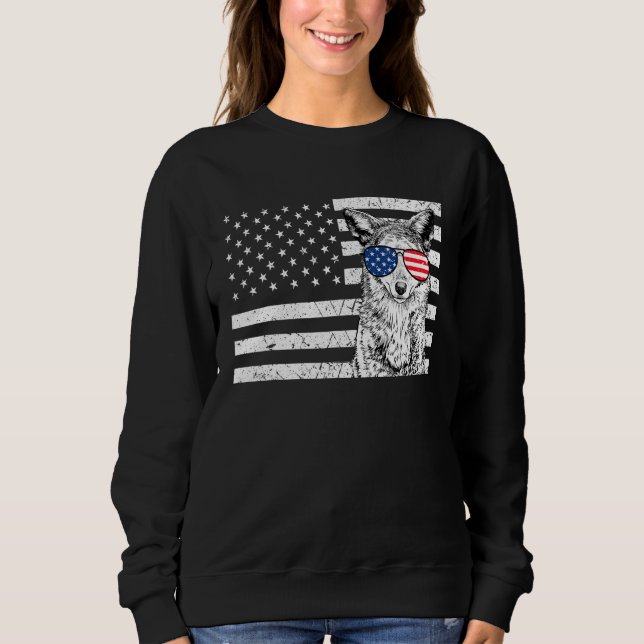 Sweatshirt Coyote 4th of July Animal US American Flag Wolf Pa (Devant)