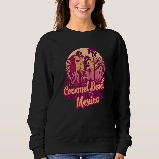 Sweatshirt Cozumel Beach Mexique Vintage Retro Souvenir Palm  (Devant)