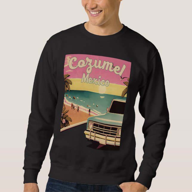 Sweatshirt Cozumel Retro Beach Vacation Graphics Cozumel Surf (Devant)