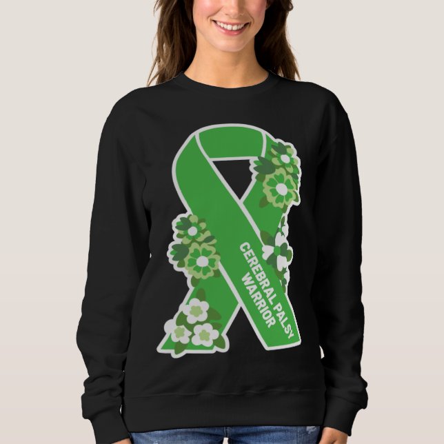 Sweatshirt CP Green Ribbon and Flowers Women s Cerebral Palsy (Devant)