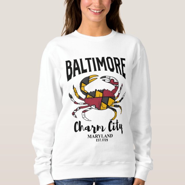 Sweatshirt Crabe de la ville de charme Baltimore (Devant)