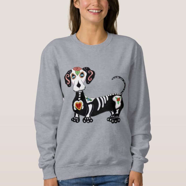 Sweatshirt Crâne à sucre Dachshund (Devant)