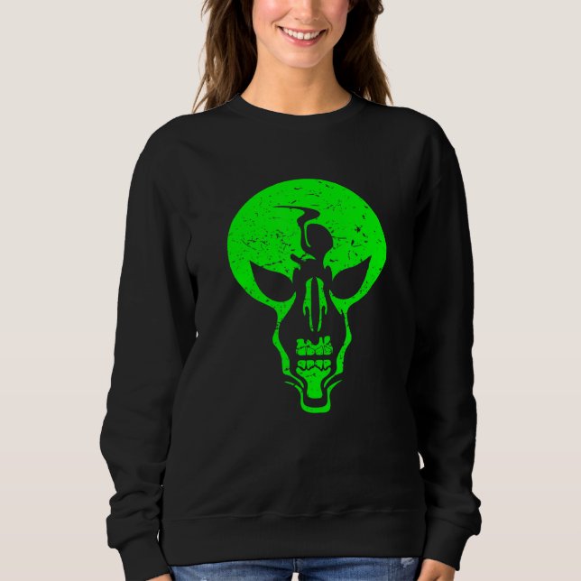 Sweatshirt Crâne Alien - Crâne d'alien vert effrayant - Effra (Devant)