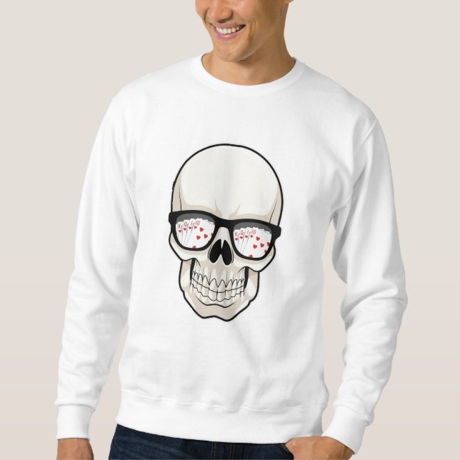 Sweatshirt Crâne au Poker avec lunettes de soleil (Devant)