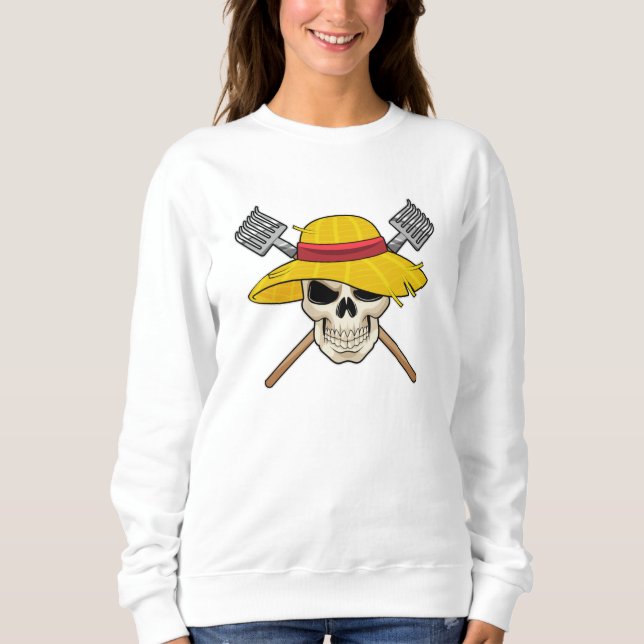 Sweatshirt Crâne avec Casquette en fermier avec gâteau (Devant)