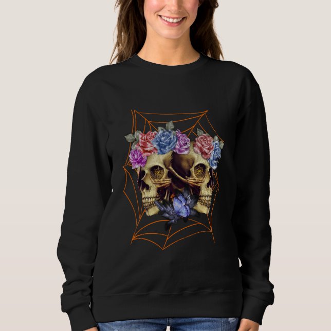 Sweatshirt Crâne avec Roses (Devant)