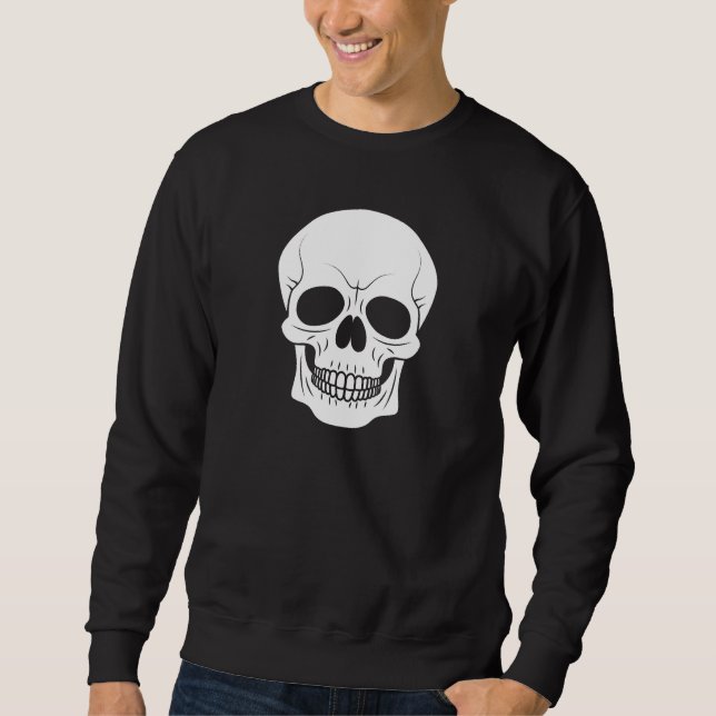 Sweatshirt Crâne Blanc Souriant Silhouette Simple Halloween (Devant)