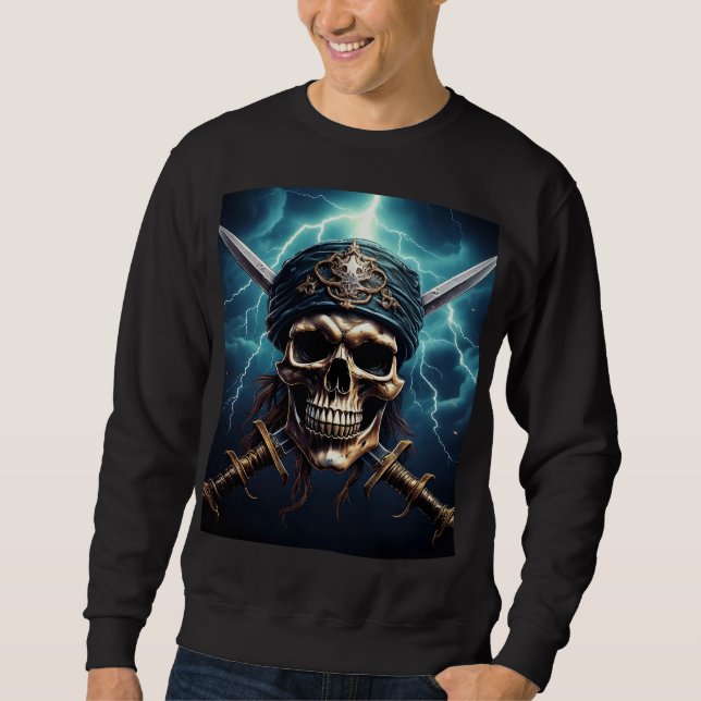 Sweatshirt Crâne de pirate avec épées (Devant)
