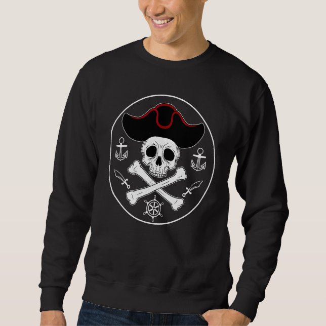 Sweatshirt Crâne de pirate Épée Ancre Mer Marin Équipage Navi (Devant)