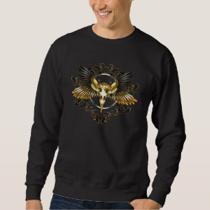 Sweatshirt Crâne d'oiseaux dorés sur arrière - plan noir