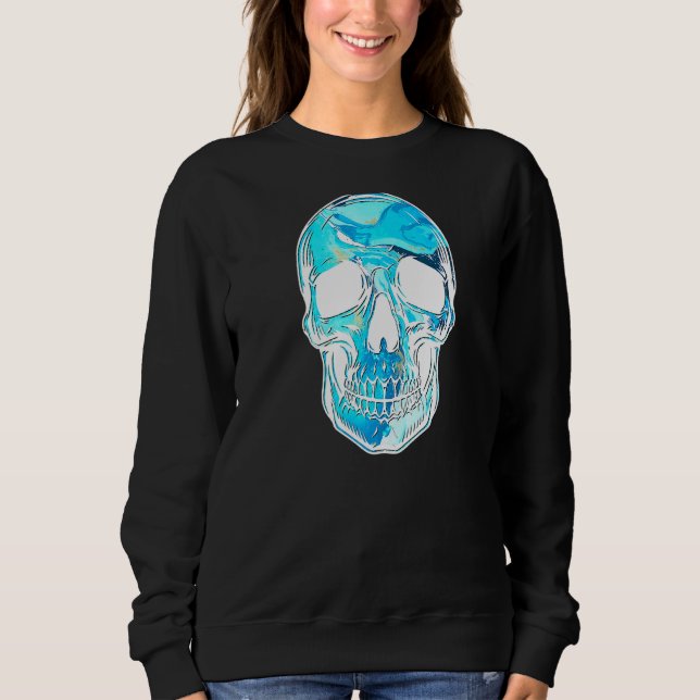 Sweatshirt Crâne en cristal bleu (Devant)