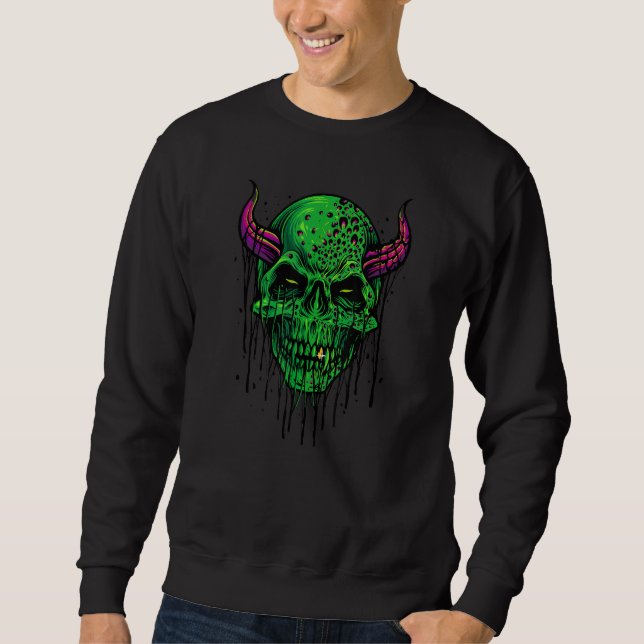 Sweatshirt Crâne Évêque Zombie vibrations Halloween (Devant)