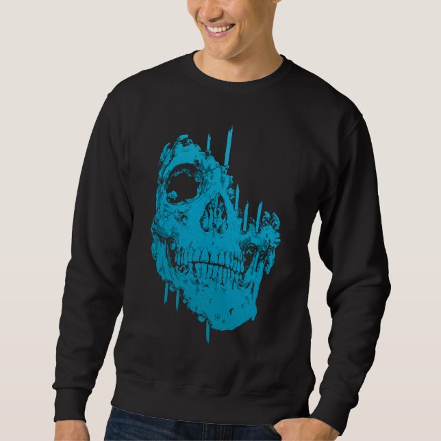 Sweatshirt Crâne gelé : Décroissance bleue inquiétante (Devant)
