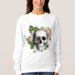 Sweatshirt Crâne gothique aux roses roses roses