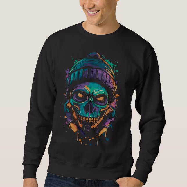 Sweatshirt Crâne Néon : Graffiti Lumineux (Devant)