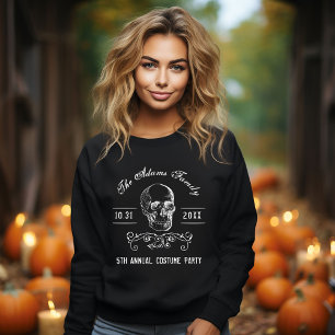 Sweatshirt Crâne noir et blanc Personnalisé Halloween Party