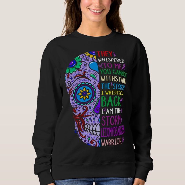 Sweatshirt Crâne pourpre Leiomyosarcoma Guerrier Je Suis La T (Devant)