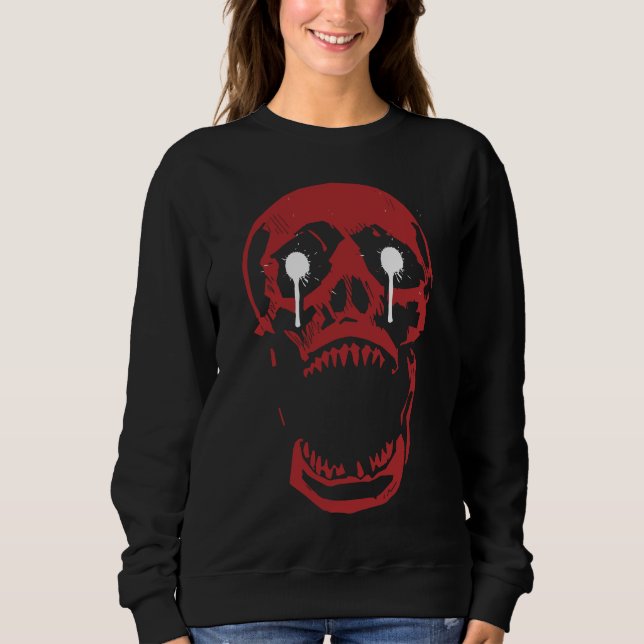 Sweatshirt Crâne Rouge Ruisselant : Tranchant Gothique (Devant)