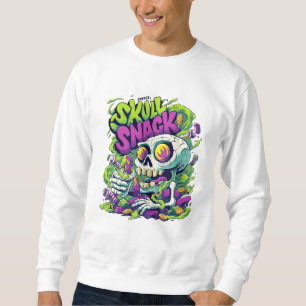 Sweatshirt Crâne Snack Néon Art Squelette Bande Dessinée d'