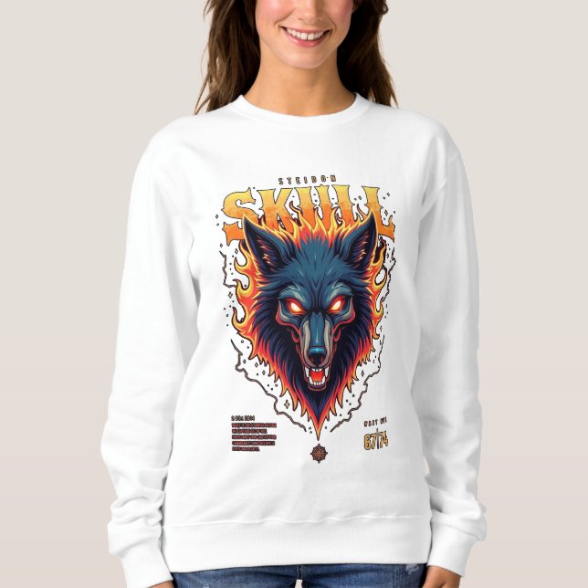 Sweatshirt Crâne Steidon - Tête de loup flamboyant Tee (Devant)