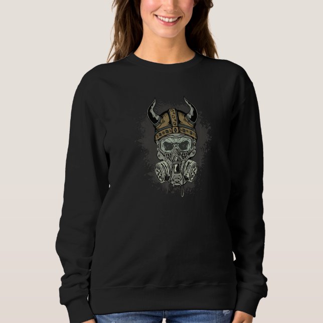 Sweatshirt Crâne Viking déplaisant Avec Masque À Gaz (Devant)