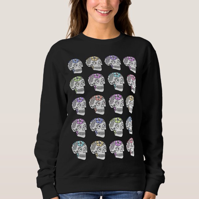 Sweatshirt Crânes À Sucre Avec Fleurs (Devant)