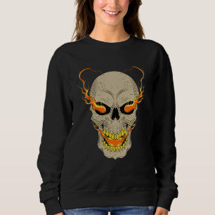 Sweatshirt Crânes aux Yeux Flamboyants Tête de Mort Grunge Pu