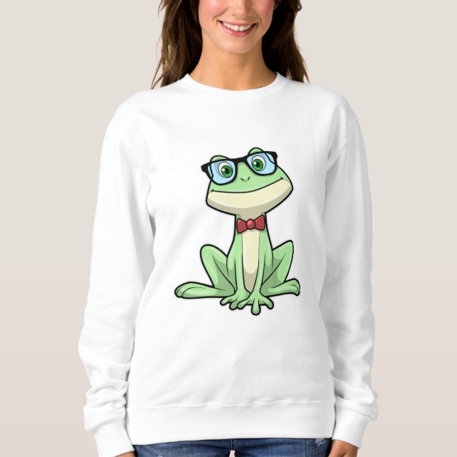 Sweatshirt Cravate de lunettes pour étudiants Nerd grenouille (Devant)