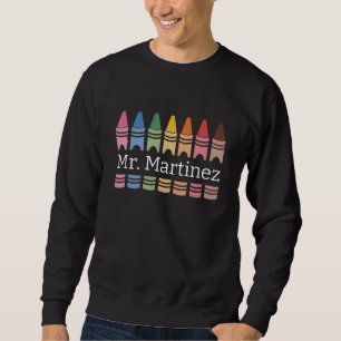 Sweatshirt Crayon Personnalisé Nom de l'enseignant Mignon Ret
