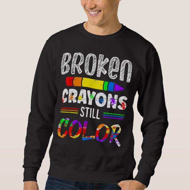 Sweatshirt Crayons cassés couleur fixe (Devant)