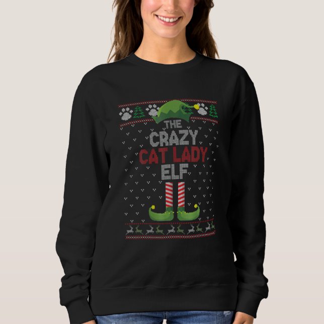 Sweatshirt Crazy Cat Lady Elf Matching Family Group Christmas (Devant)