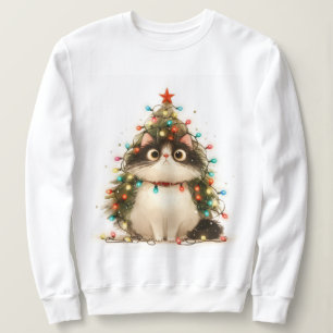 Sweatshirt Crazy Chat Dans Les Lumières De Noël Drôle Sweatsh