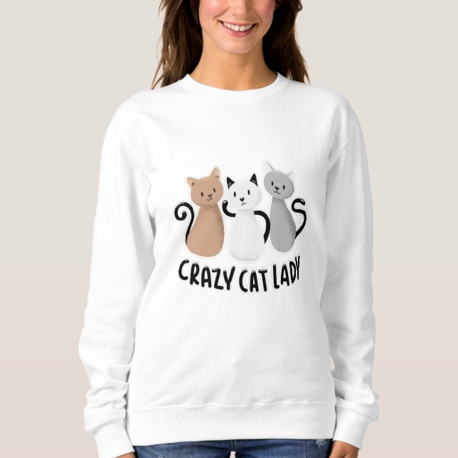 SWEATSHIRT CRAZY CHAT LADY (Devant)