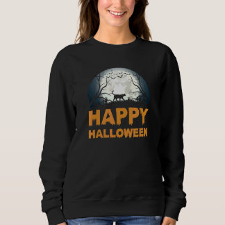 Sweatshirt Création de chat de lune d'Halloween effrayant pou