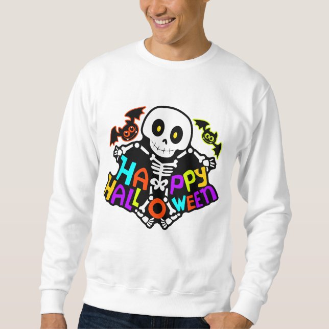 Sweatshirt Création squelette et chauves-souris d'Halloween f (Devant)