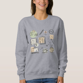 Sweatshirt Creative Tools & Icons Collage – Hand-Drawn