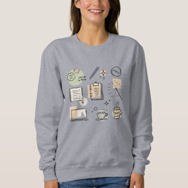 Sweatshirt Creative Tools & Icons Collage – Hand-Drawn (Devant)