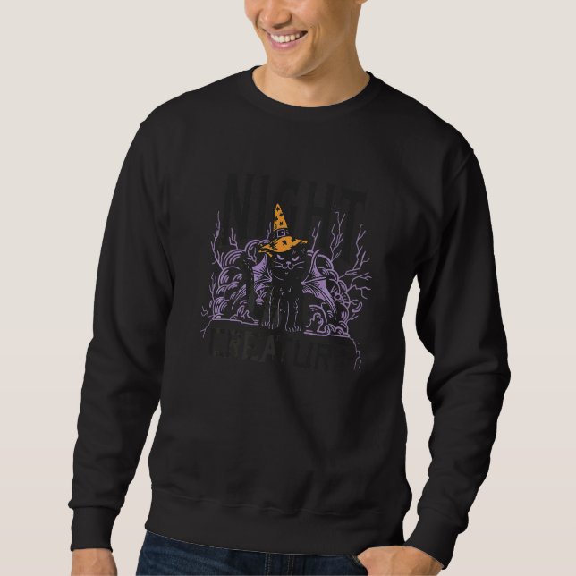 Sweatshirt Créature nocturne Chat noir maléfique avec des ail (Devant)