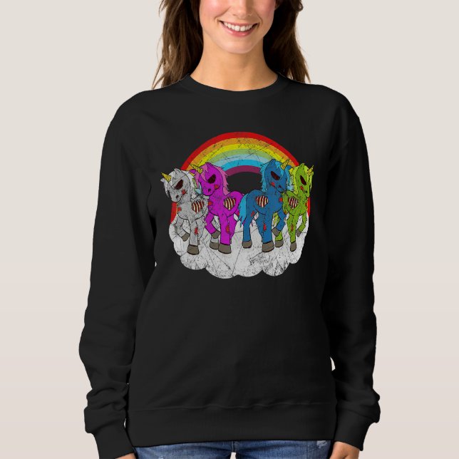 Sweatshirt Créatures de l'Apocalypse de Licorne Zombie Hallow (Devant)