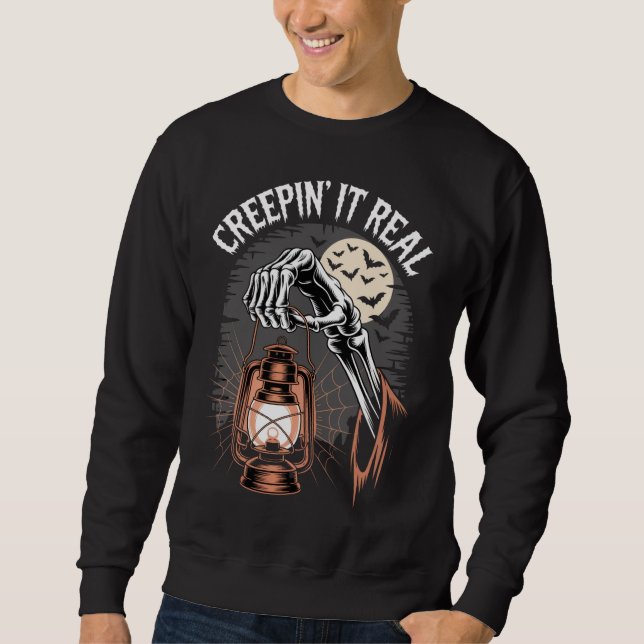 Sweatshirt Creepin It Real Gothique Halloween Lanterne (Devant)