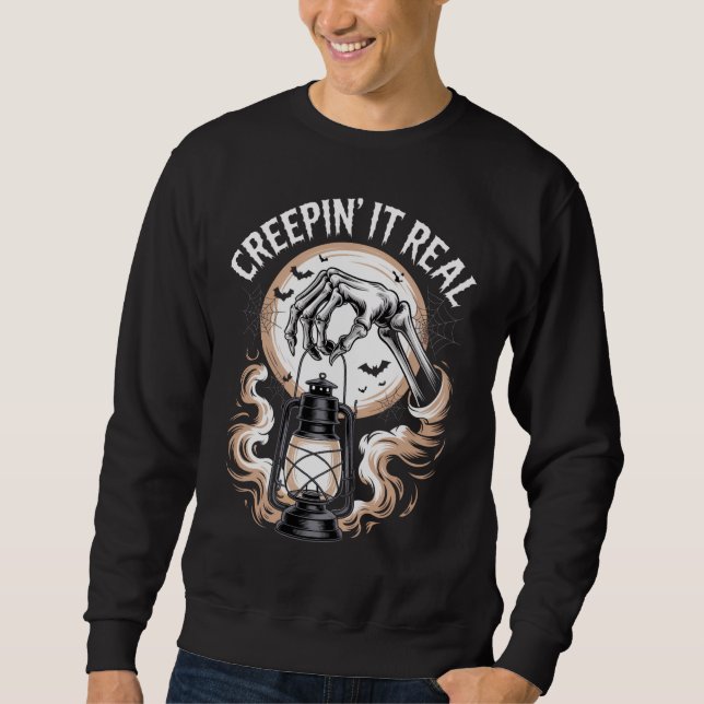 Sweatshirt Creepin It Real Gothique Halloween Squelette main (Devant)