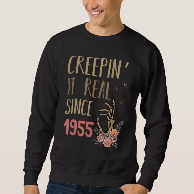 Sweatshirt Creepin It Real Halloween Retro 1955 Holiday Spook (Devant)
