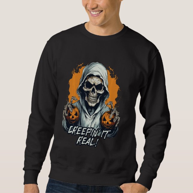 Sweatshirt Creepin'It Real Skeleton et Jack-o-Lanterns Hall (Devant)