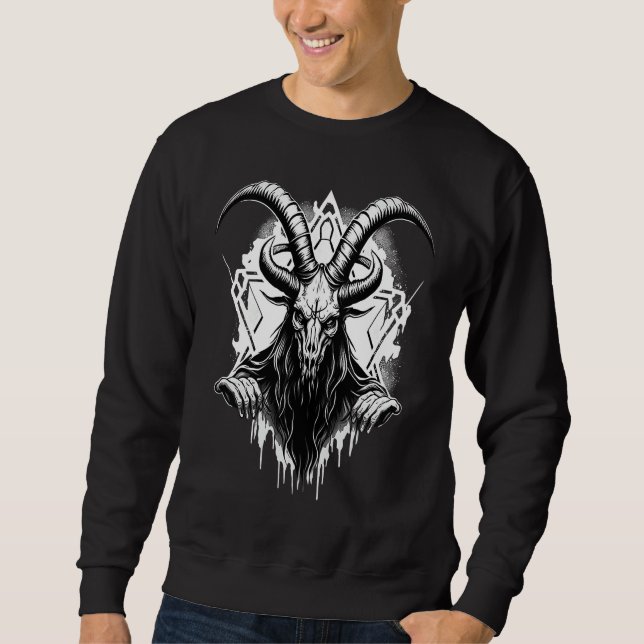 Sweatshirt Creepy Baphomet  Occult Gothic Demon (Devant)