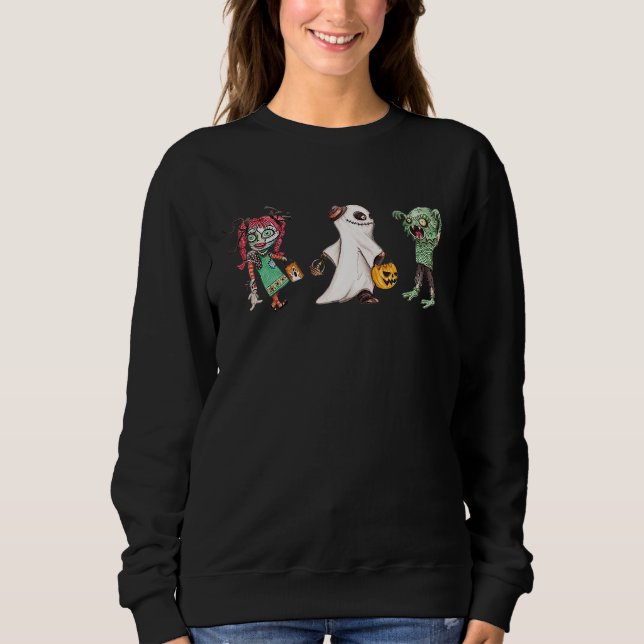 Sweatshirt Creepy Halloween Theme Spooky Ghost Scary Doll and (Devant)