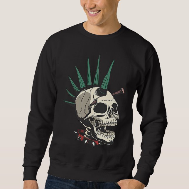 Sweatshirt Creepy Punk Skeleton With Stake In Skull (Devant)
